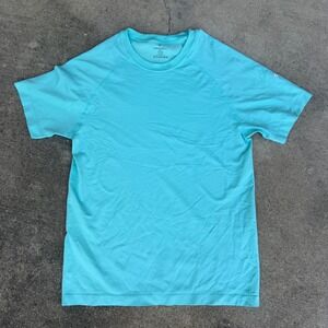 Fabletics Mens Training Day Short Sleeve Tee Aqua Blue Turquoise Size M RN134638